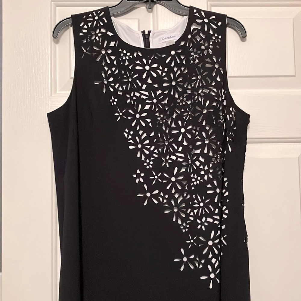 Calvin Klein Black Floral Cut out Midi Dress